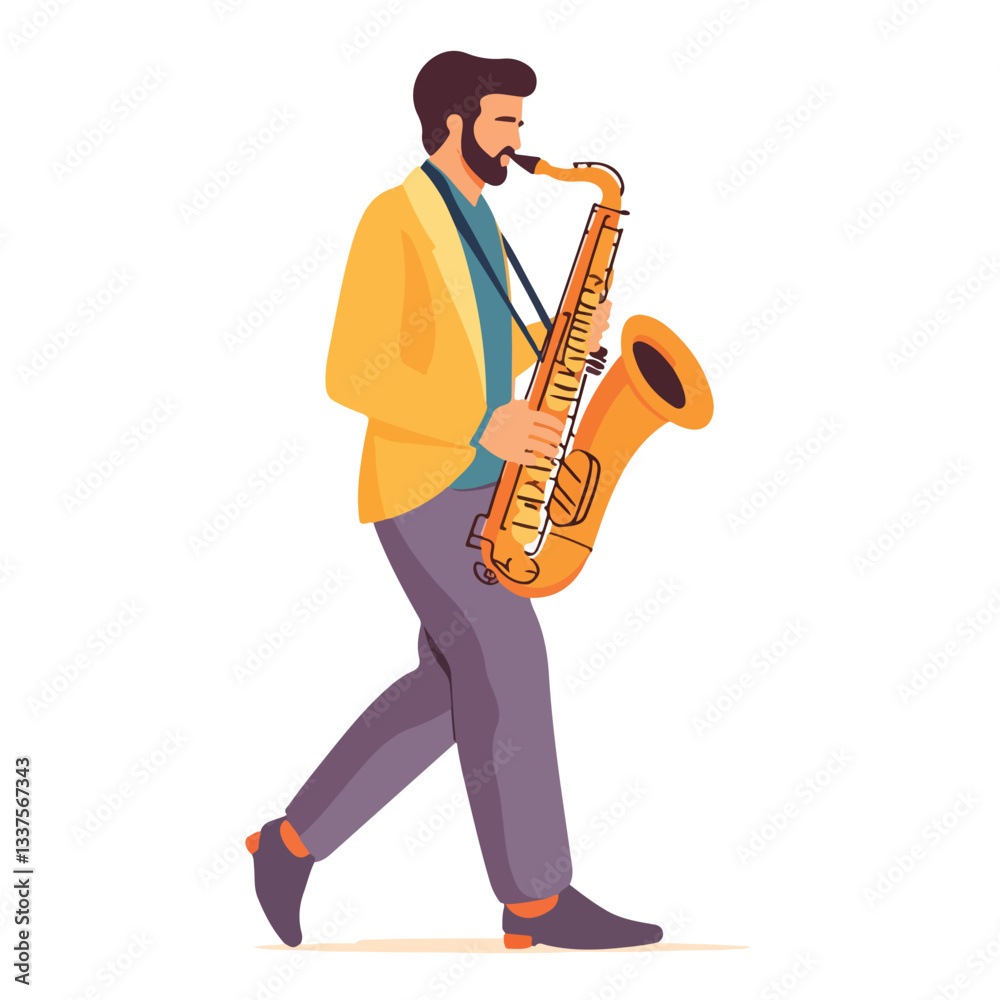 Naklejka premium Professional Musician Playing Saxophone in a Live Performance