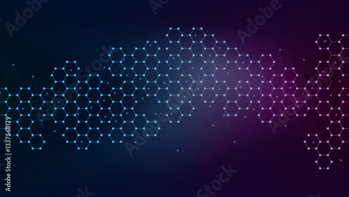 Abstract hexagons pattern background. Molecular structure, genetic research and chemical engineering. Healthcare, medicine, science and technology design concept