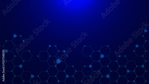 Abstract science and innovation technology background. Simple geometric design with hexagon pattern. Suitable for medicine and chemistry design concept