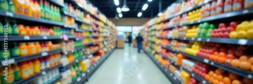 Wallpaper Mural Blurred supermarket aisles, colorful products, retail, cart Torontodigital.ca