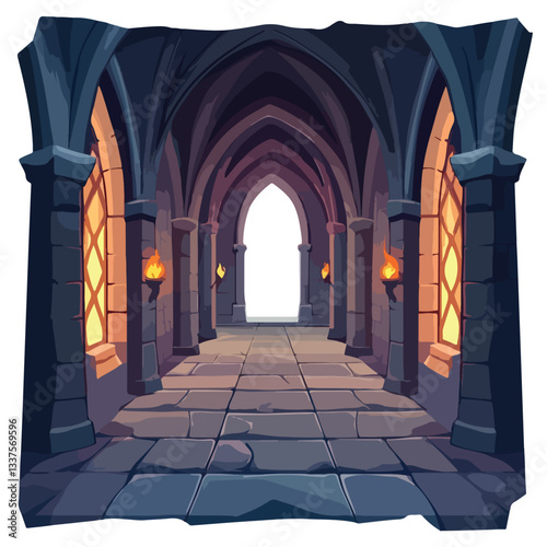 Medieval Stone Castle Cartoon Game Background