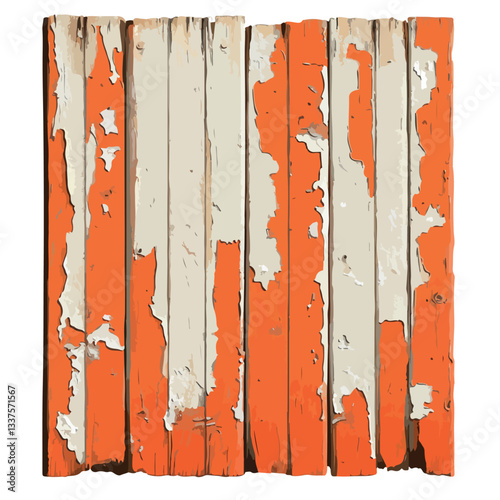 Weathered Wood Panels with Flaking White Paint Texture