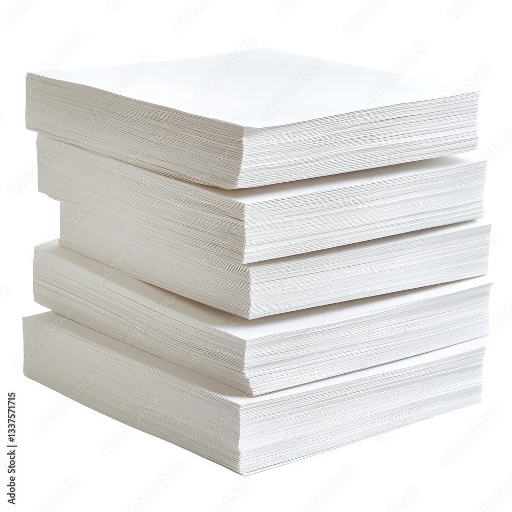 Stack of pristine blank white papers ready for printing tasks and stationery usage Stack of pristine blank white papers ready for printing tasks and stationery usage