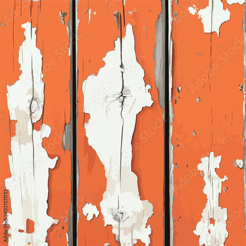 Weathered Wood Panels with Flaking White Paint Texture