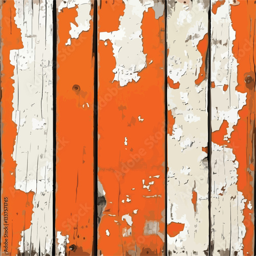 Weathered Wood Panels with Flaking White Paint Texture