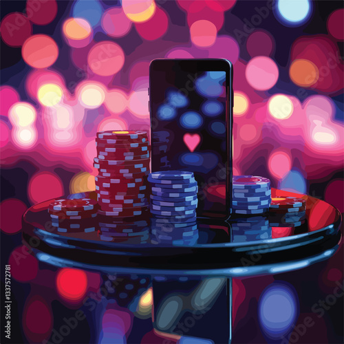 Modern Online Casino Banner Featuring Smartphone and Playing Chips
