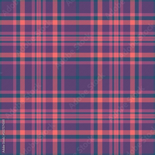 Elegant coral and purple plaid pattern.  Perfect for textile design, fashion, website backgrounds, or any project needing a sophisticated, textured feel.