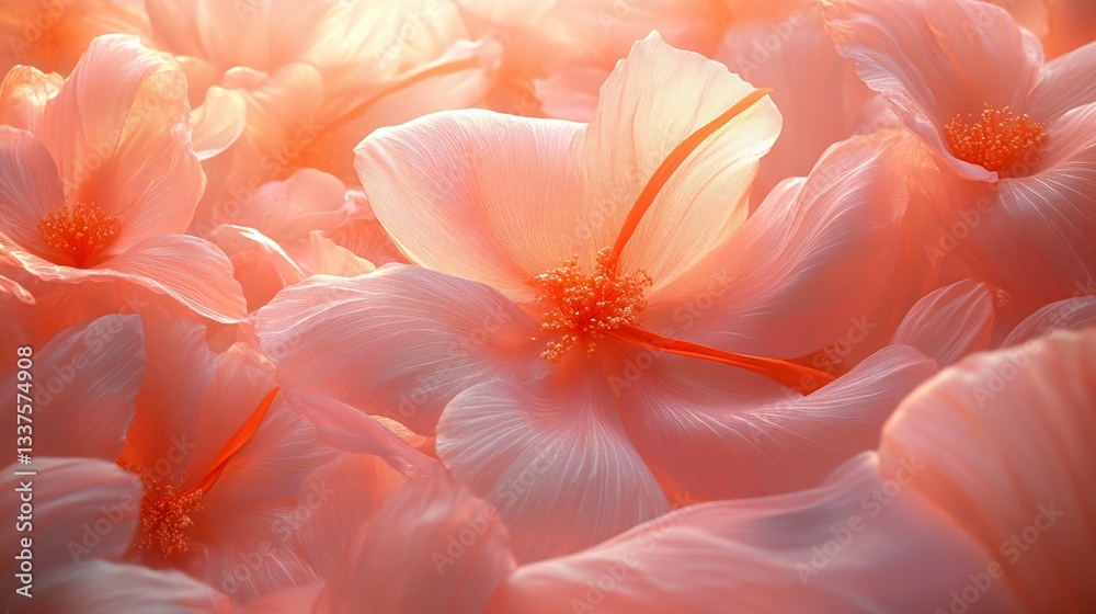 Soft peach blossoms illuminated by warm sunlight. Soft peach blossoms illuminated by warm sunlight.