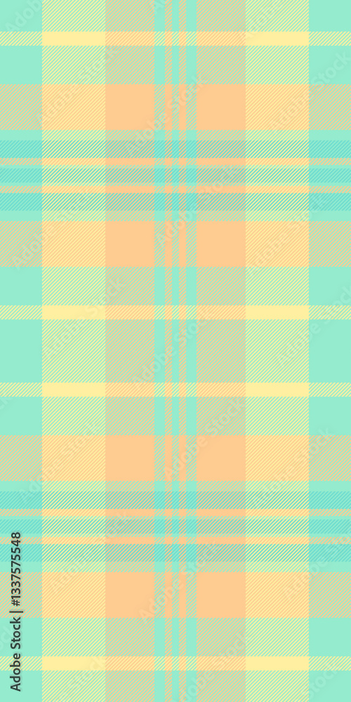 Pastel plaid pattern in soft mint green, pale peach, and lemon yellow. Ideal for textile design, website backgrounds, or crafting projects. Pastel plaid pattern in soft mint green, pale peach, and lemon yellow. Ideal for textile design, website backgrounds, or crafting projects.