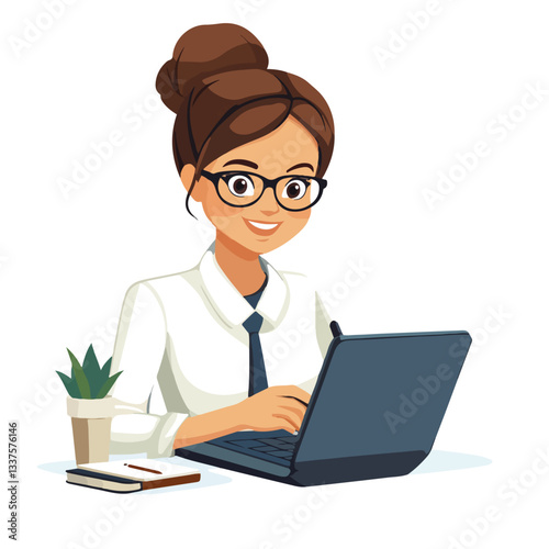 Young Happy Busy Business Woman Executive in Action
