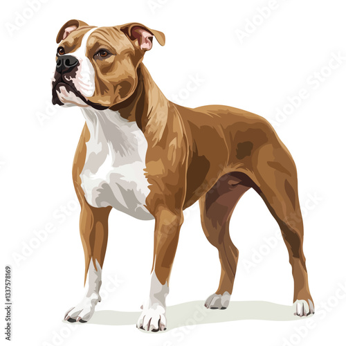Full Body Pitbull Bulldog Illustration Design - Detailed and Stunning Vector Artwork for Projects