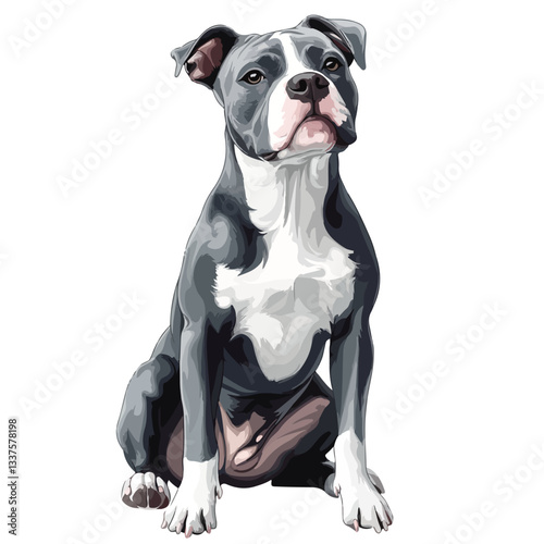 Majestic Pitbull Bulldog Full Body Design Illustration