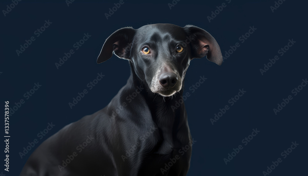 custom made wallpaper toronto digitalElegant dark Texas Blue Lacy and greyhound mix dog  with glossy coat on blue background. Attentive stance, alert, intelligence, elegance, striking portrait, canine beauty, loyalty, companionship.