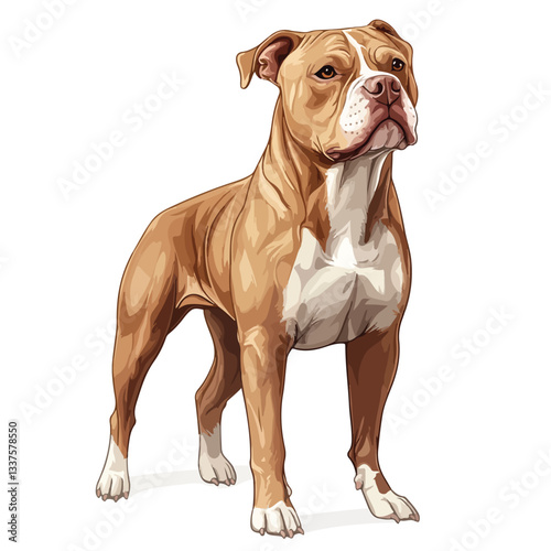Pitbull Bulldog Full Body Vector Illustration