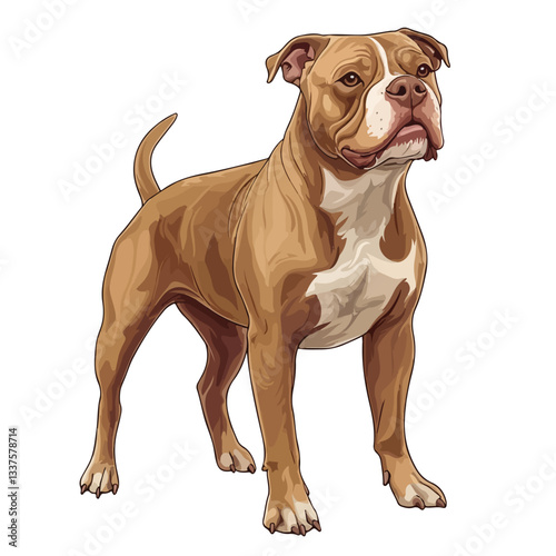 Pitbull Bulldog Full Body Vector Illustration