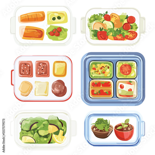 Plastic Lunch Food Storage Container Icon Vector