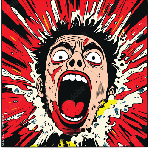 Pop Art Comic Book Panel with Terrified Man