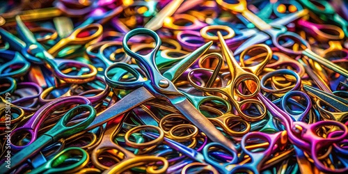 Chaotic Scissors Background: Abstract Texture of Intertwined Cutting Tools