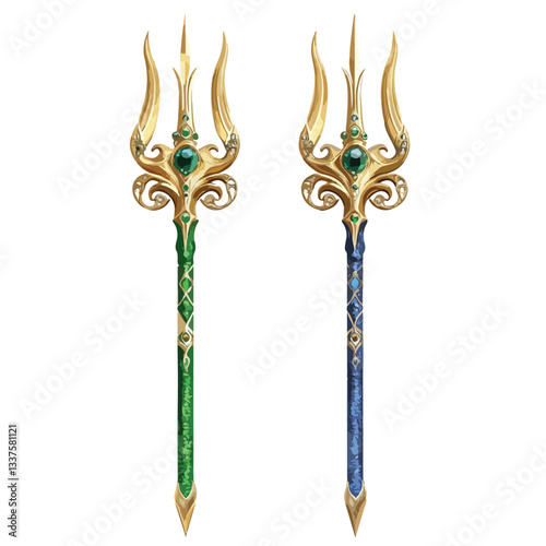 Poseidon Trident Marine God Neptune Weapon in Gold