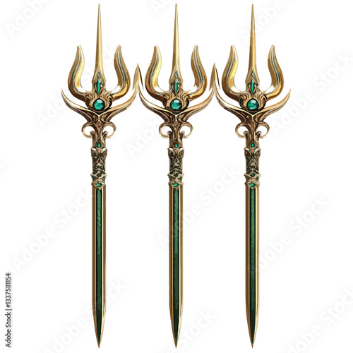Poseidon Trident Marine God Neptune Weapon in Gold
