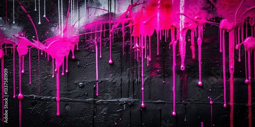 Chill Out Slogan Graffiti Art: Neon Pink Splash on Black Minimalist Street Style Print Design for Apparel & Posters