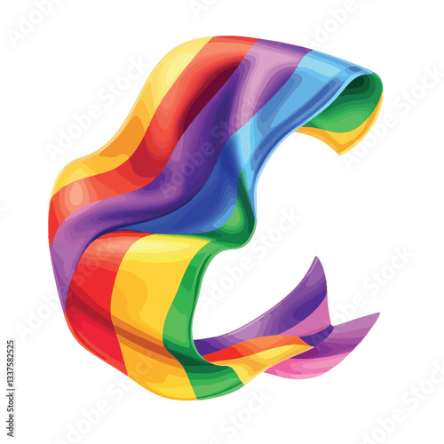 Rainbow Pride Ribbon LGBTQ Gay Flag Vector Illustration