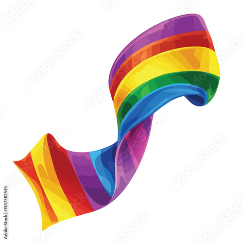 Rainbow Pride Ribbon LGBTQ Gay Flag Vector Illustration