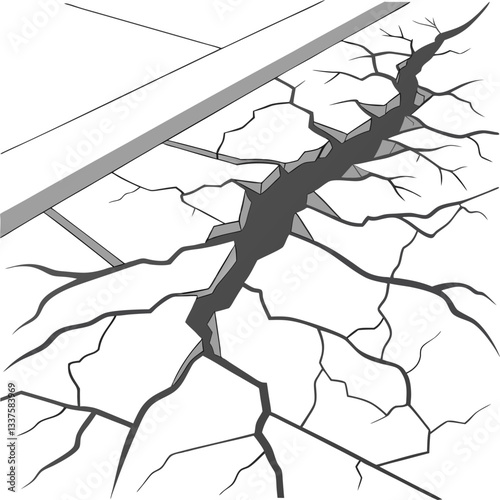 Earthquake Surface Cracks and Fissures Top View – Broken Ground Effect