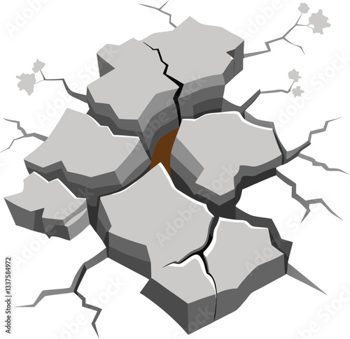 Earthquake Surface Cracks and Fissures Top View – Broken Ground Effect