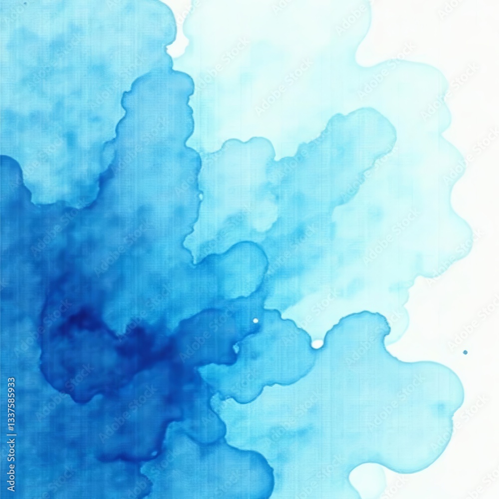 Obraz premium - Abstract blue watercolor painting on white background, abstract, art, artistic