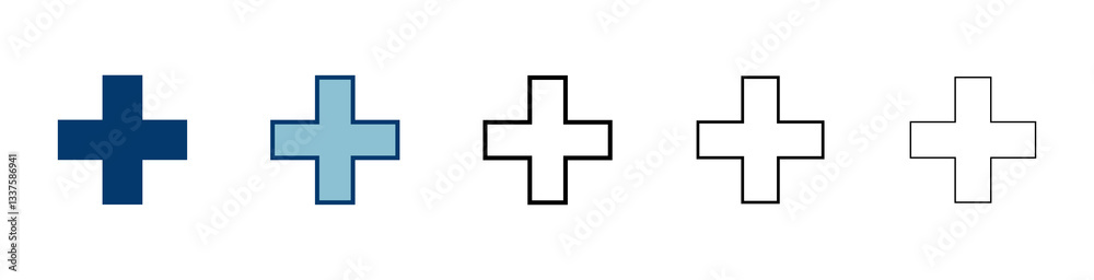 Plus Icon vector isolated on white background. Add plus icon. Addition sign. Medical Plus icon Plus Icon vector isolated on white background. Add plus icon. Addition sign. Medical Plus icon