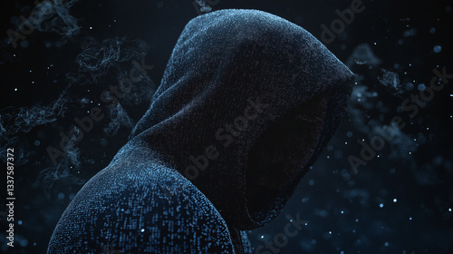 Mysterious Hacker: Anonymous Hooded Figure in Digital Shadowland. Cybersecurity, Dark Web, Privacy, 