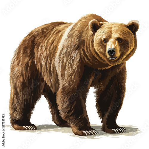 Roaring Grizzly Bear Full Body Design Illustration