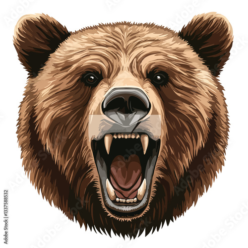Roaring Grizzly Bear Head Vector Illustration