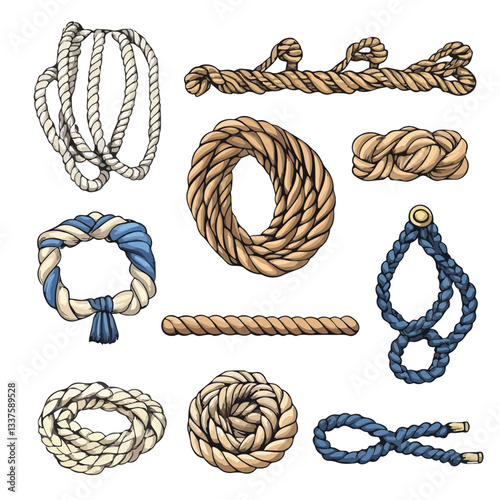 Nautical Rope Vector Pattern Brushes Set for Design Projects