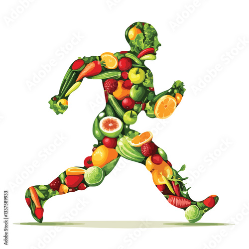 Fruit and Vegetable Running Man Sculpture for Creative Projects