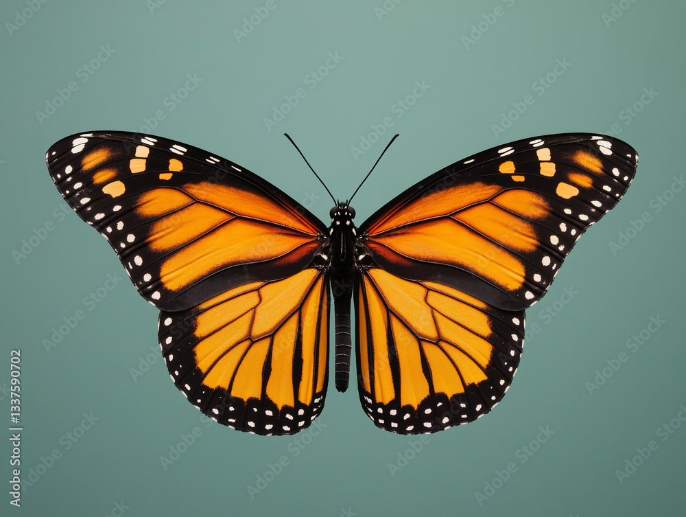 Fototapeta premium Butterfly isolated on solid color background