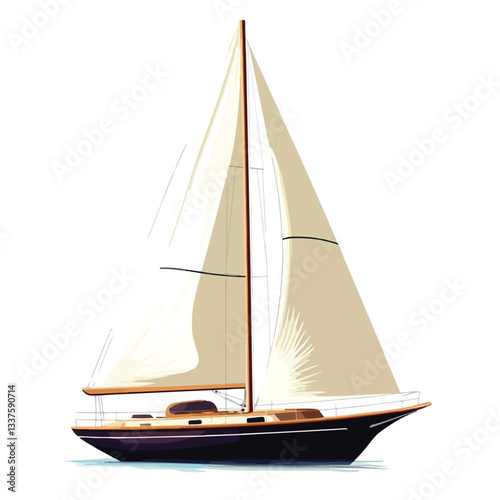 Sailboat Isolated Vector Illustration - Nautical Summer Design