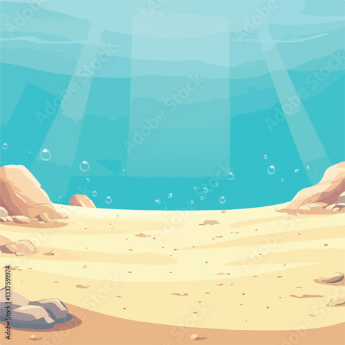 Underwater Sandy Seabed with Bubbles and Layers of Water