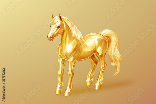 Gold pony illustration isolated photo