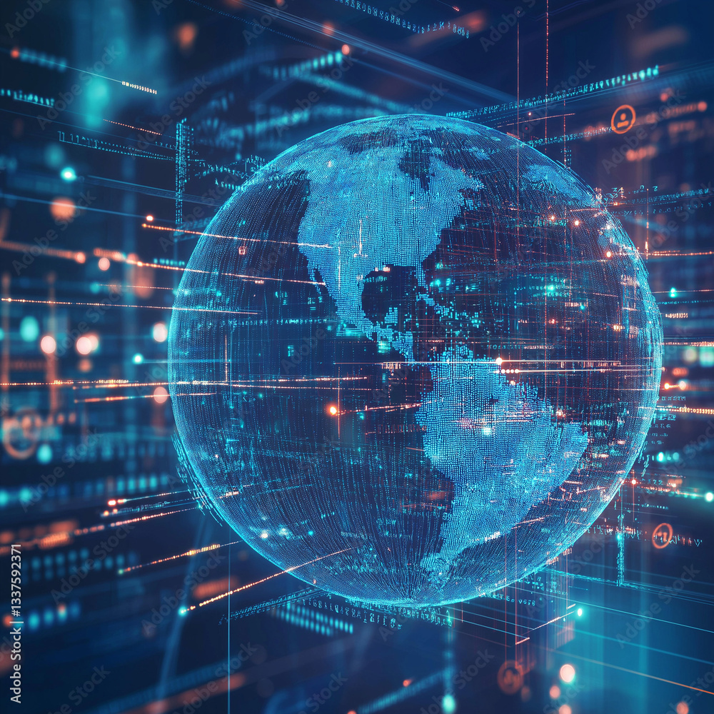 Fototapeta premium Global Network Security: Protecting Your Data with Advanced Detection and Blocking Systems safe risk
