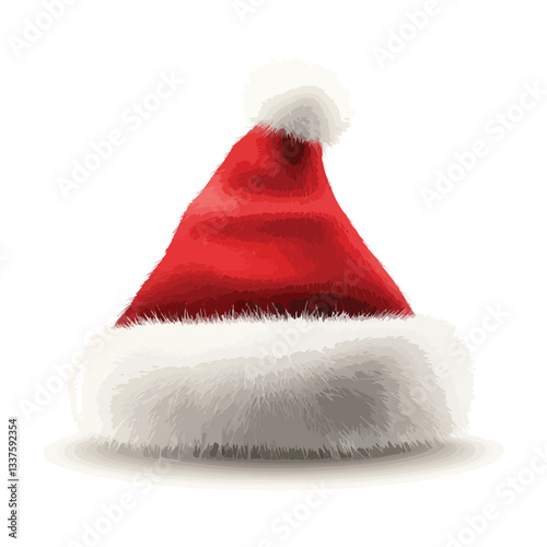 Red Santa Hats with White Fur Isolated on Christmas Background EPS