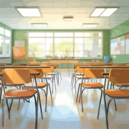 Professional School Classroom Blur Background Image without People
