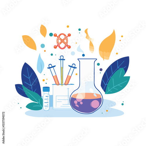 Glass Laboratory Tubes with DNA Molecule - Science Equipment