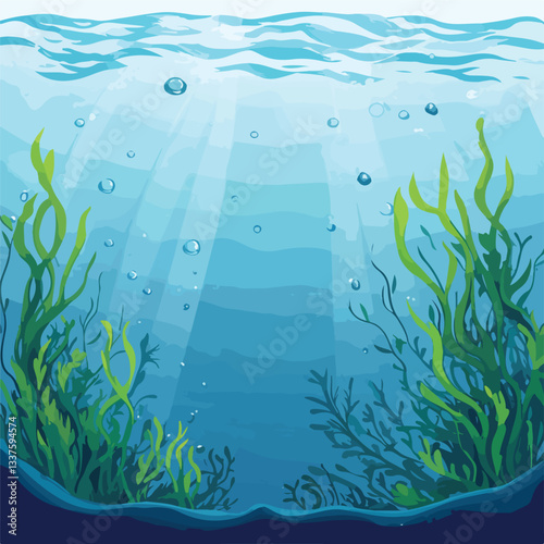 Underwater Ocean Background with Sea Bottom