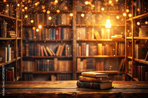 Wallpaper Mural Cozy Warm Wooden Bookshelves Background - Perfect for Autumn Reads Torontodigital.ca