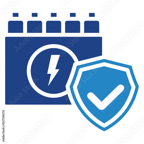 Insurance dual tone blue color icon, related to EV, electric vehicle, transportation, electric car and technology theme. For UI, UX, digital or print, modern concept, web and app development