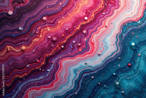 Close-up of veined colorful marble with unique swirling patterns, interior, elegant, luxury
