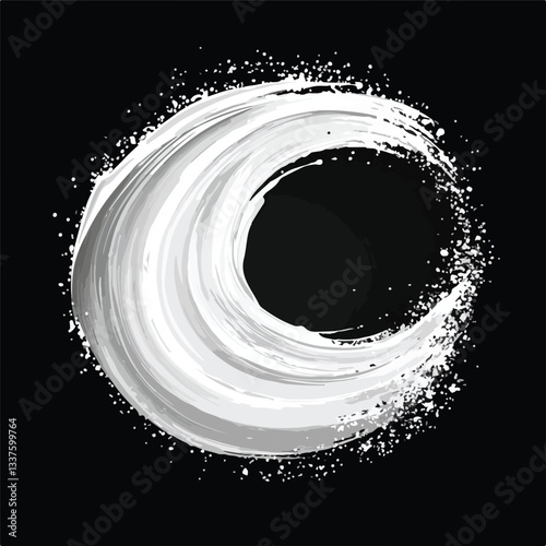 Shimmering White Paint Spreads in Circular Motion