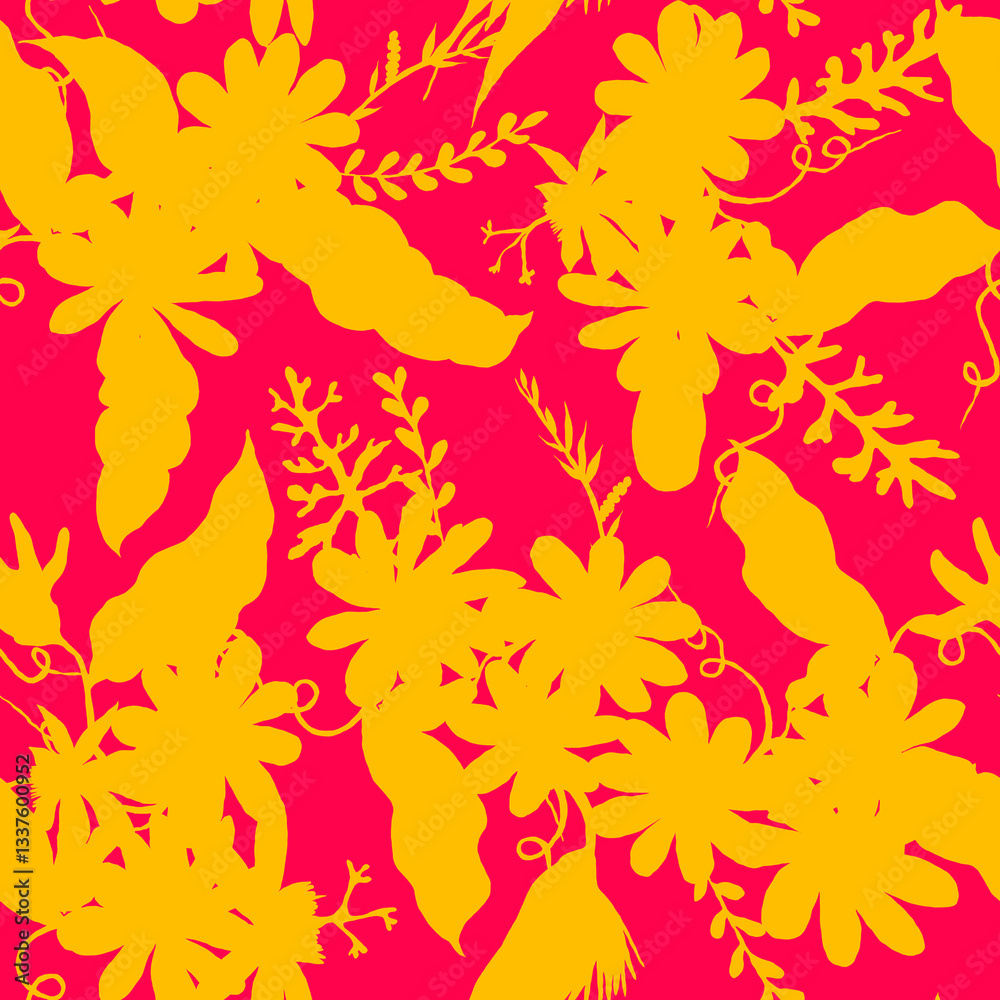 Tropical pattern, floral, leaves. Digital print in Repeat (rapport), Resolution 300 DPI, ideal for fashion, decoration and stationery. Tropical pattern, floral, leaves. Digital print in Repeat (rapport), Resolution 300 DPI, ideal for fashion, decoration and stationery.